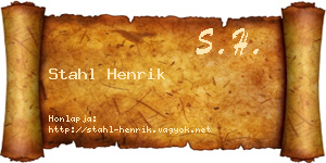 Stahl Henrik névjegykártya